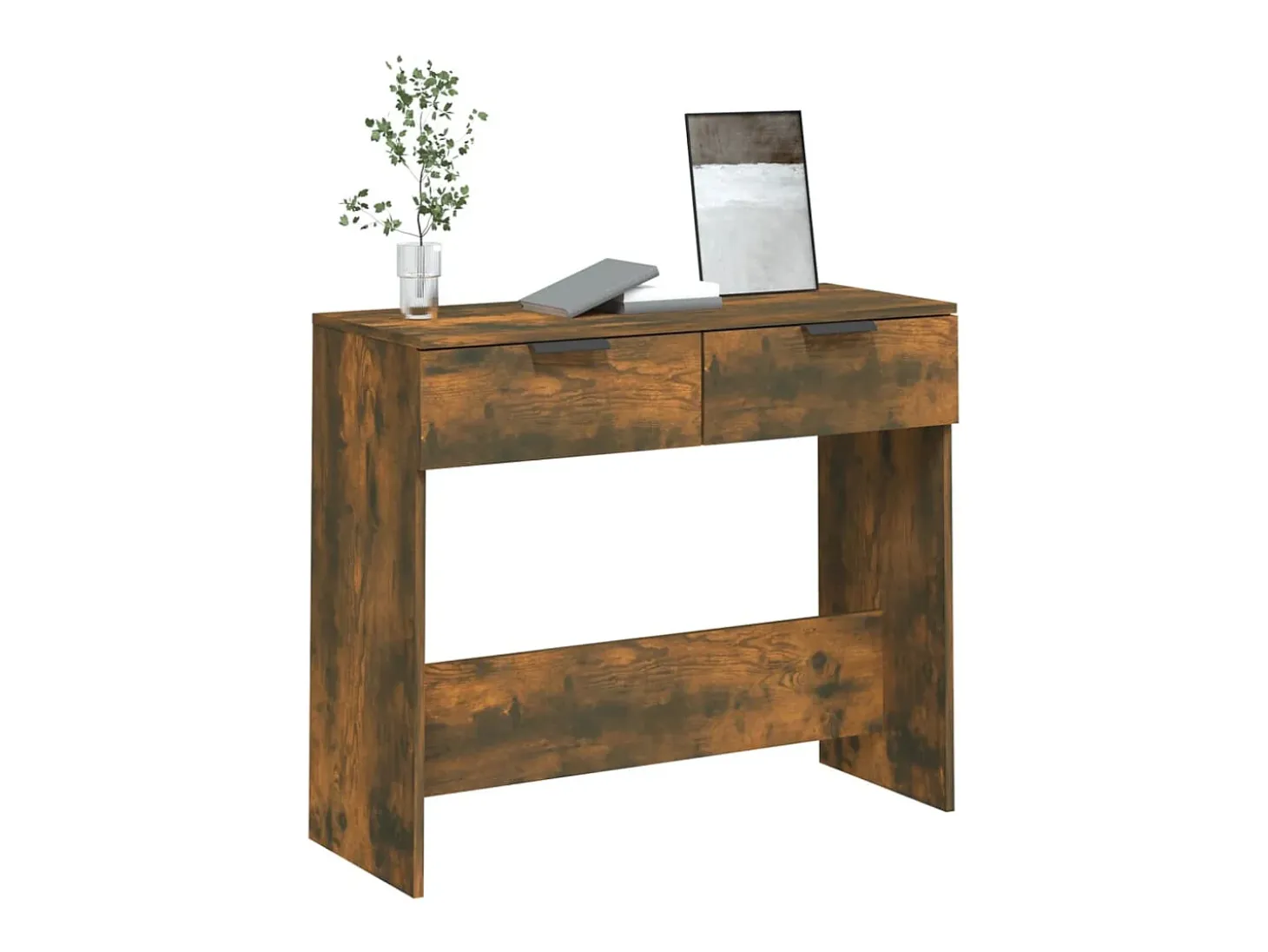 Mesa consola madera contrachapada roble ahumado 90x36x75 cm