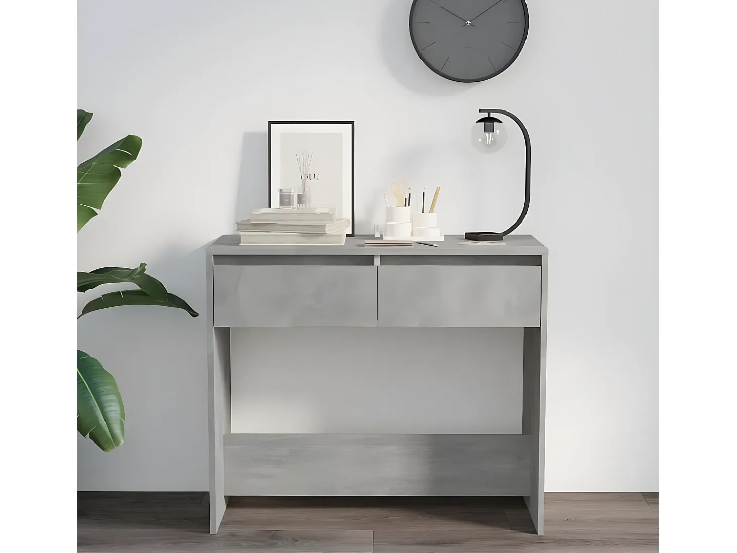 Mesa consola madera contrachapada gris hormigón 89x41x76,5 cm ES123867