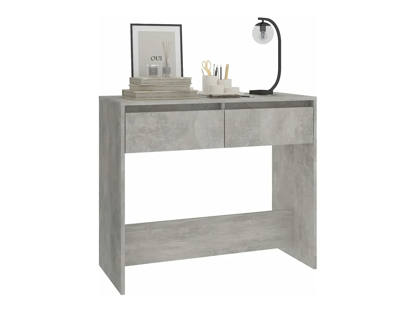Mesa consola madera contrachapada gris hormigón 89x41x76,5 cm ES123867