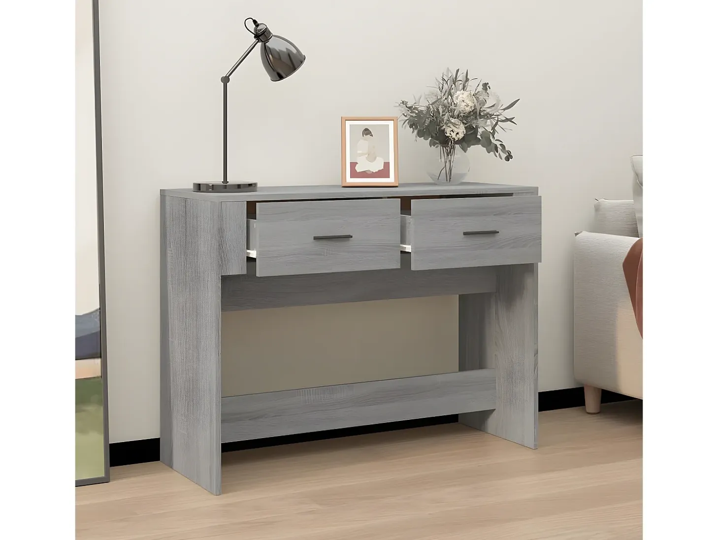 Mesa consola madera contrachapada gris Sonoma 100x39x75 cm ES598685