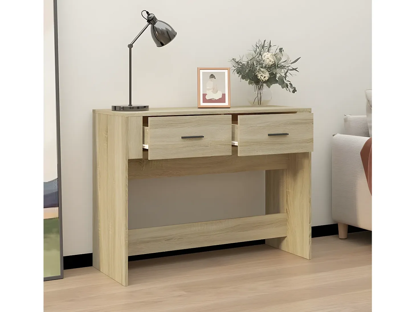 Mesa consola madera contrachapada roble Sonoma 100x39x75 cm ES422612