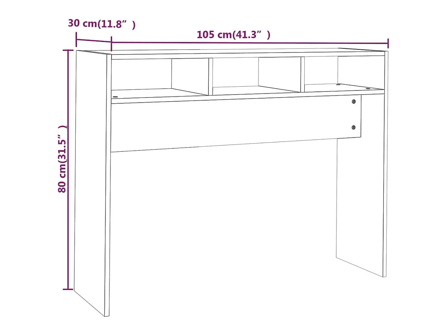Mesa consola madera contrachapada roble ahumado 105x30x80 cm