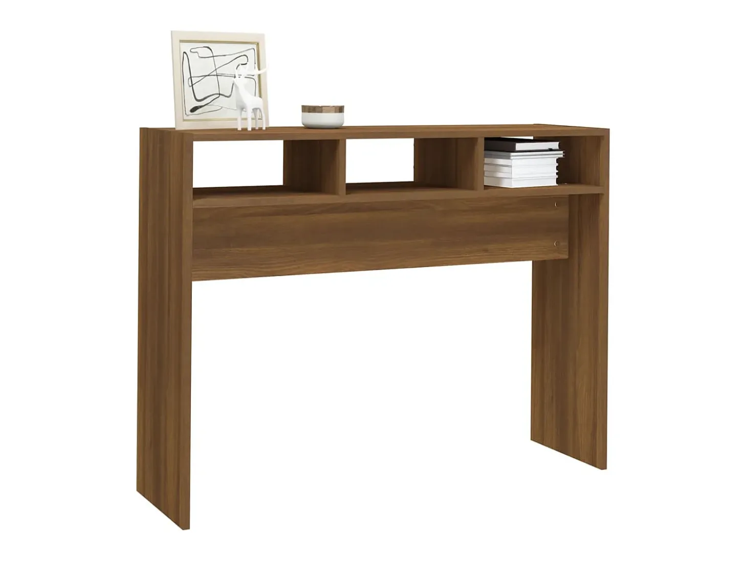 Mesa consola madera contrachapada roble marrón 105x30x80 cm
