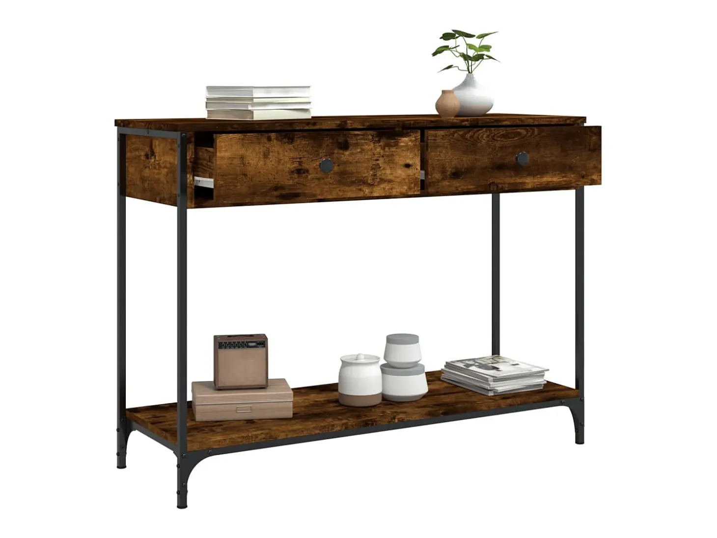 Mesa consola madera contrachapada roble ahumado 100x34,5x75 cm