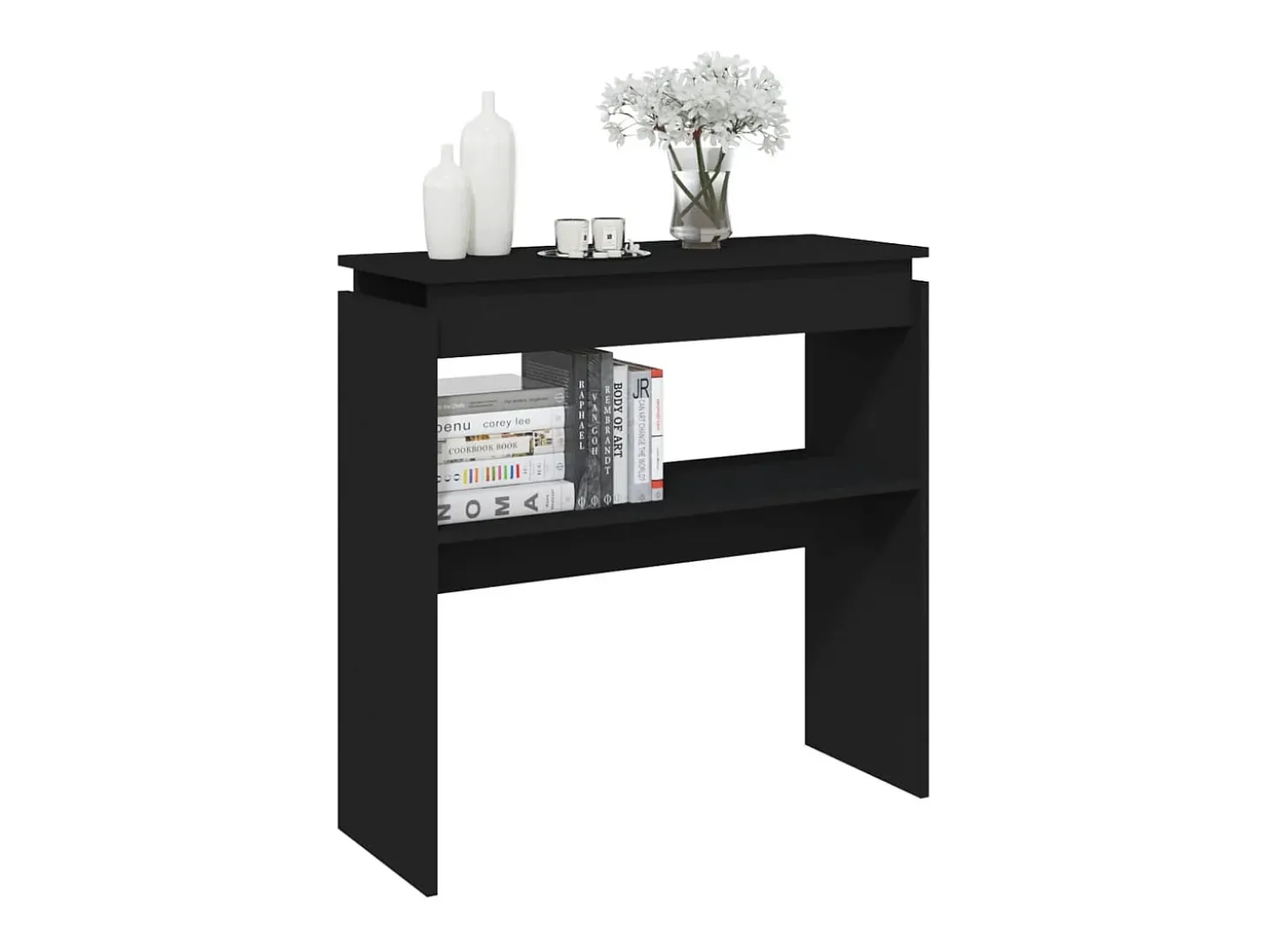 Mesa consola madera contrachapada negro 80x30x80 cm