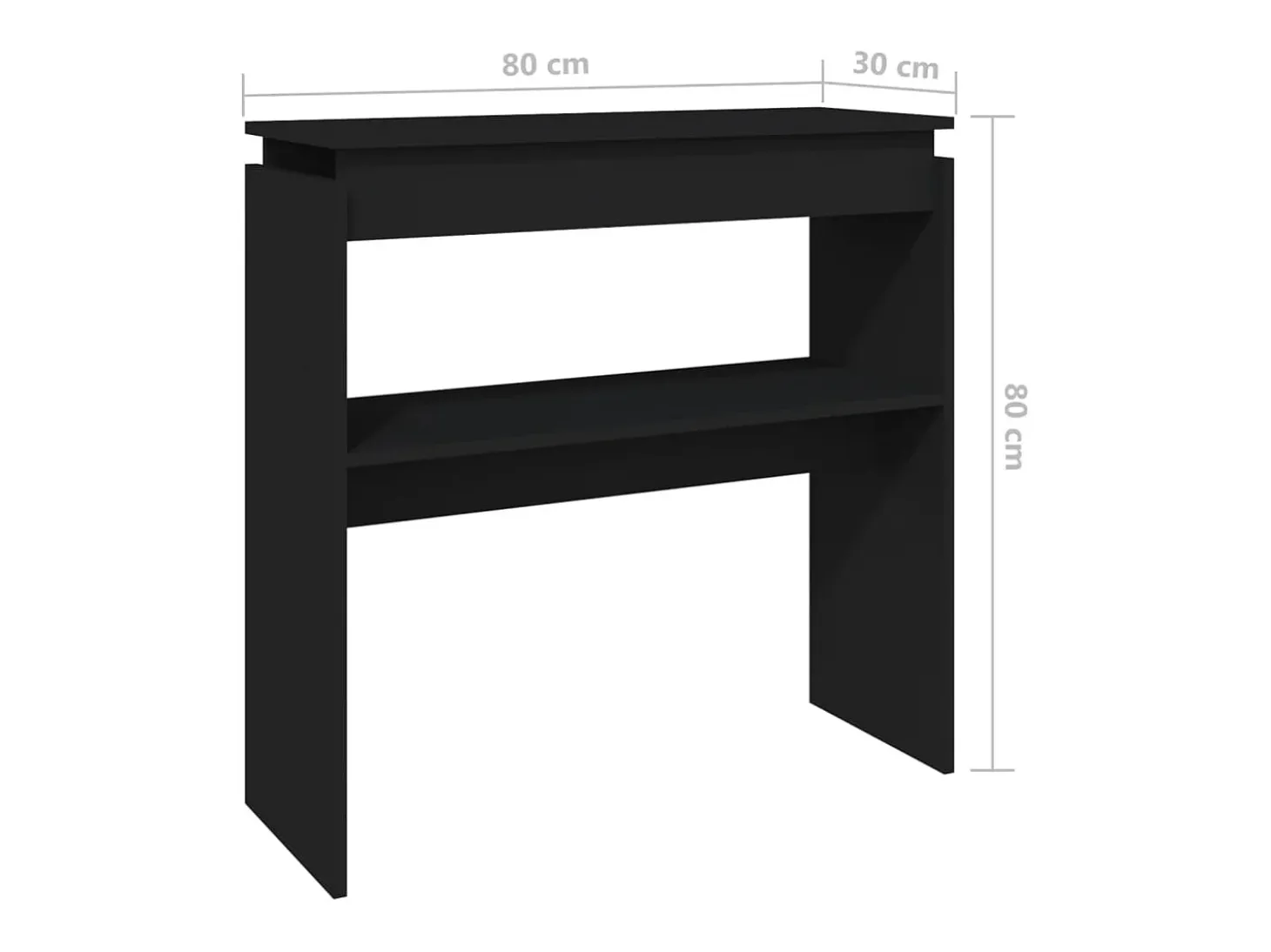 Mesa consola madera contrachapada negro 80x30x80 cm