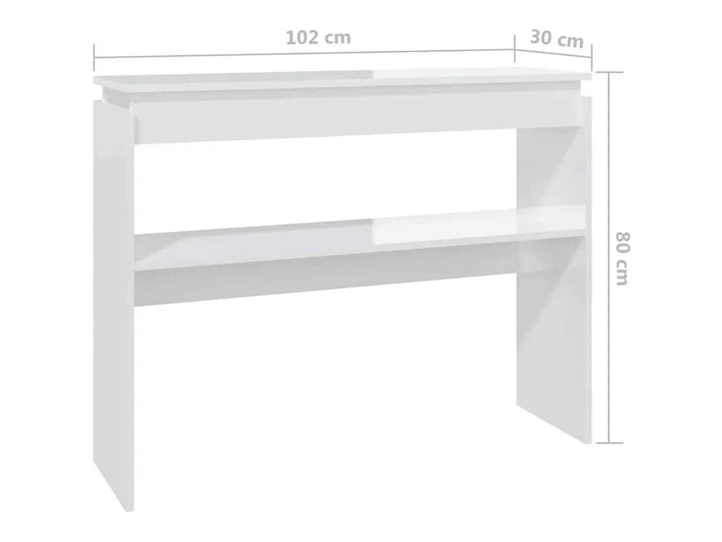 Mesa consola madera contrachapada blanco brillante 102x30x80 cm