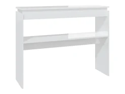 Mesa consola madera contrachapada blanco brillante 102x30x80 cm