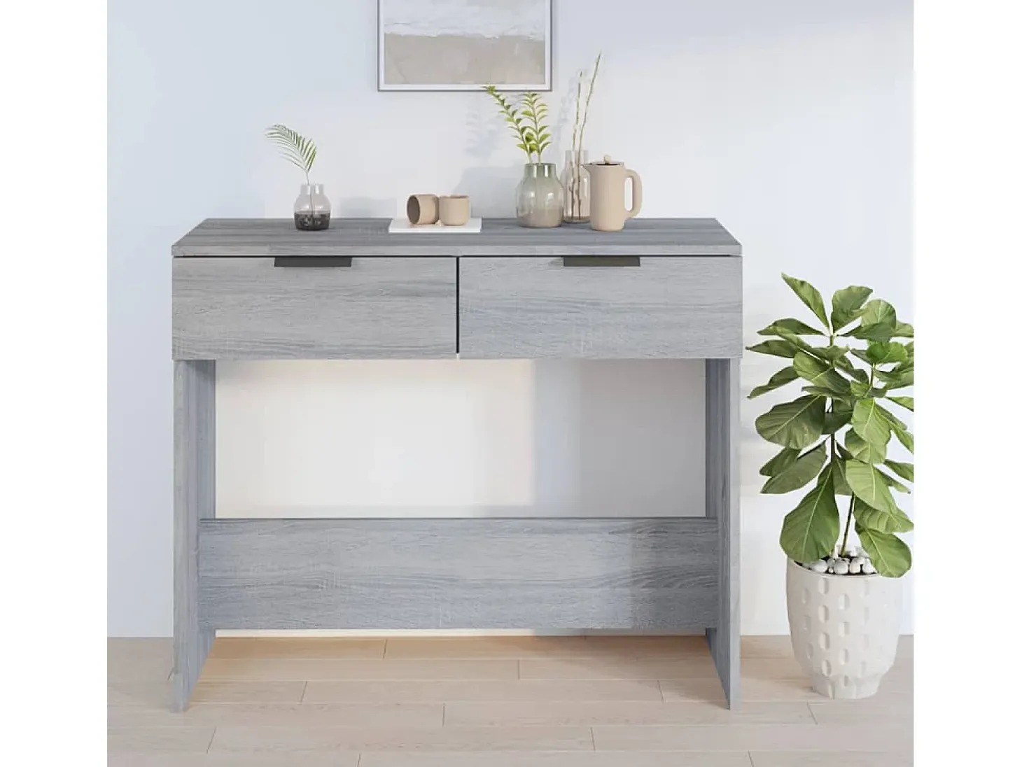 Mesa consola madera contrachapada gris Sonoma 90x36x75 cm