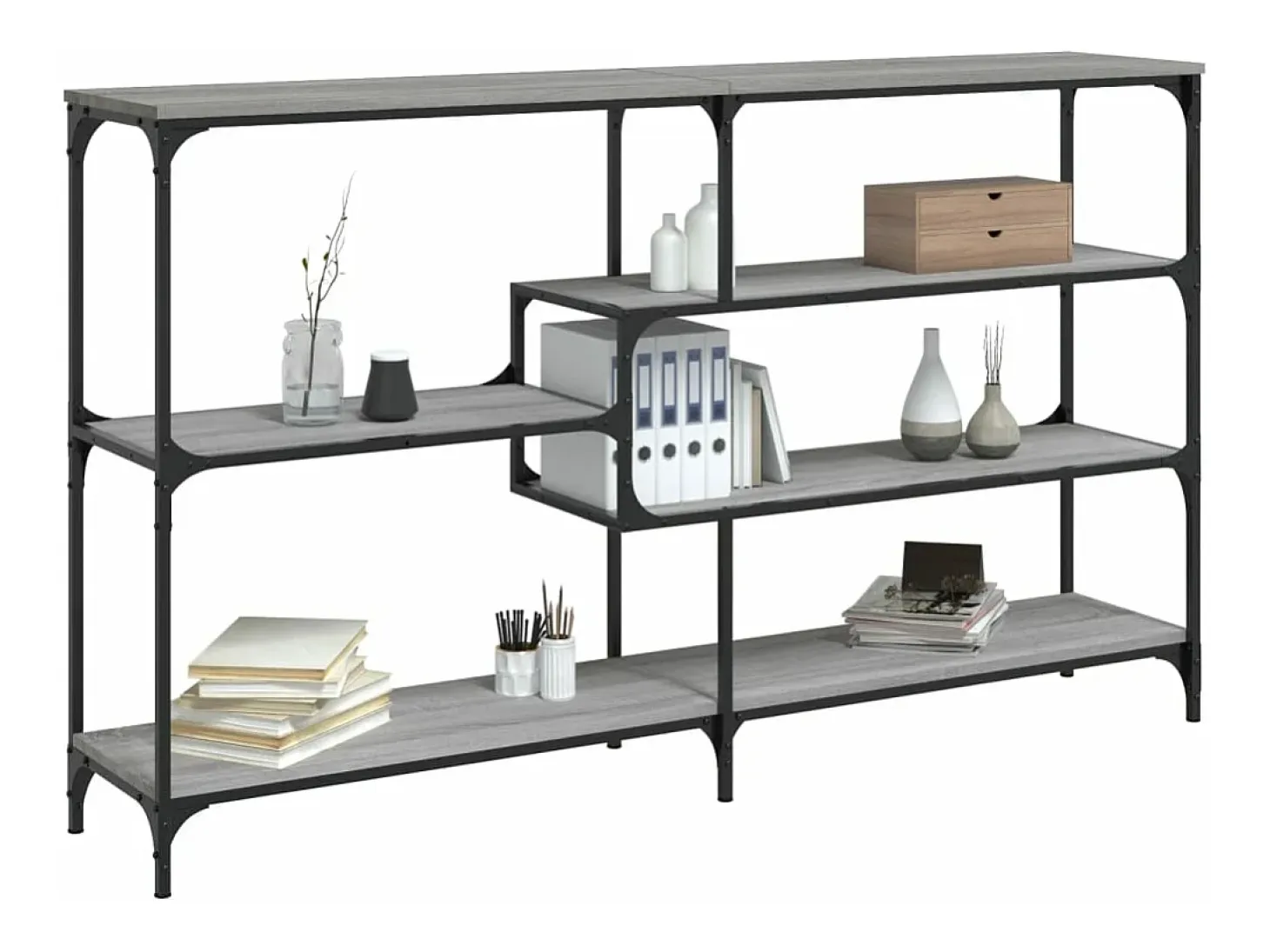 Mesa consola madera contrachapada gris Sonoma 160x32x95 cm