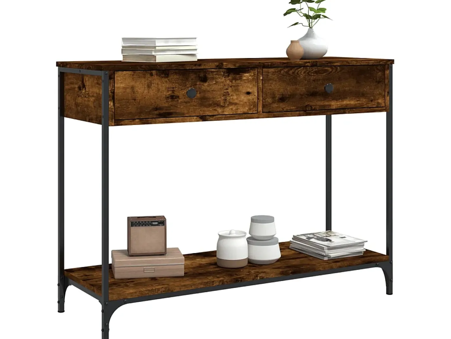 Mesa consola madera contrachapada roble ahumado 100x34,5x75 cm ES992857