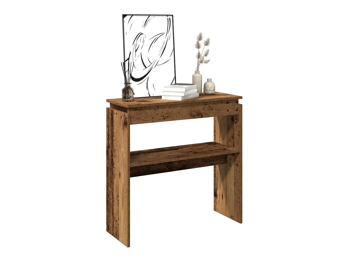 Mesa consola madera de ingeniería envejecida 80x30x80 cm