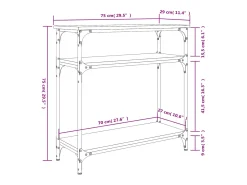 Mesa consola madera de ingeniería gris Sonoma 75x29x75 cm