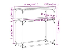 Mesa consola madera de ingeniería negra 75x35,5x75 cm