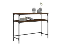 Mesa consola madera de ingeniería marrón roble 100x35,5x75 cm ES765411