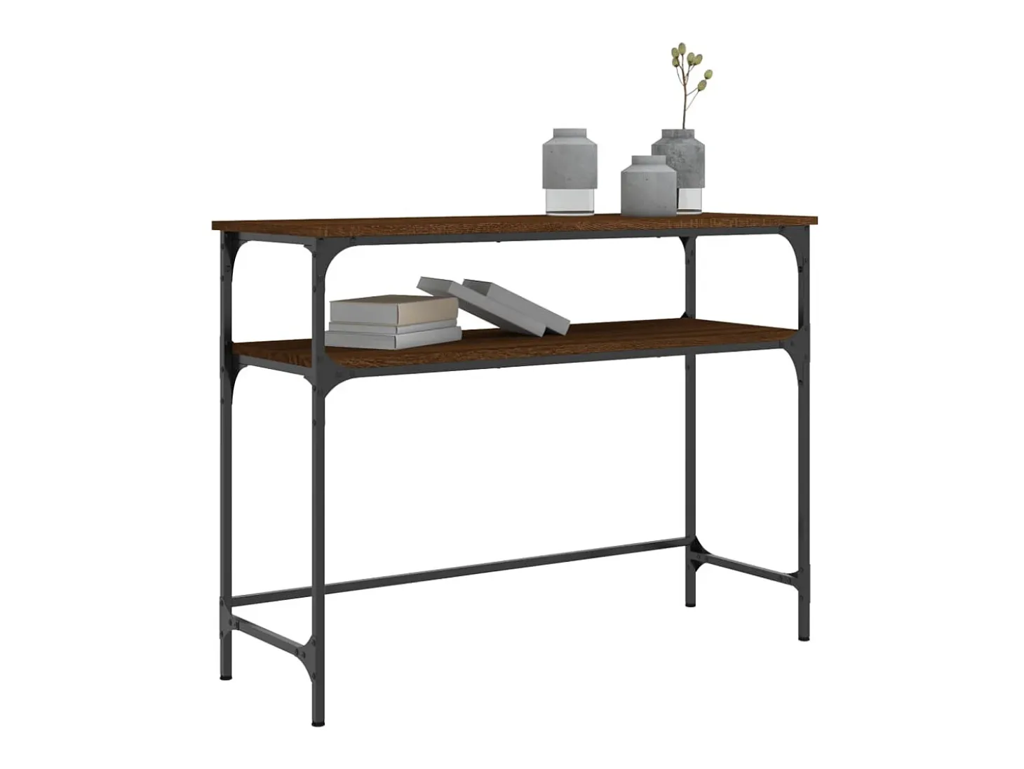 Mesa consola madera de ingeniería marrón roble 100x35,5x75 cm ES765411