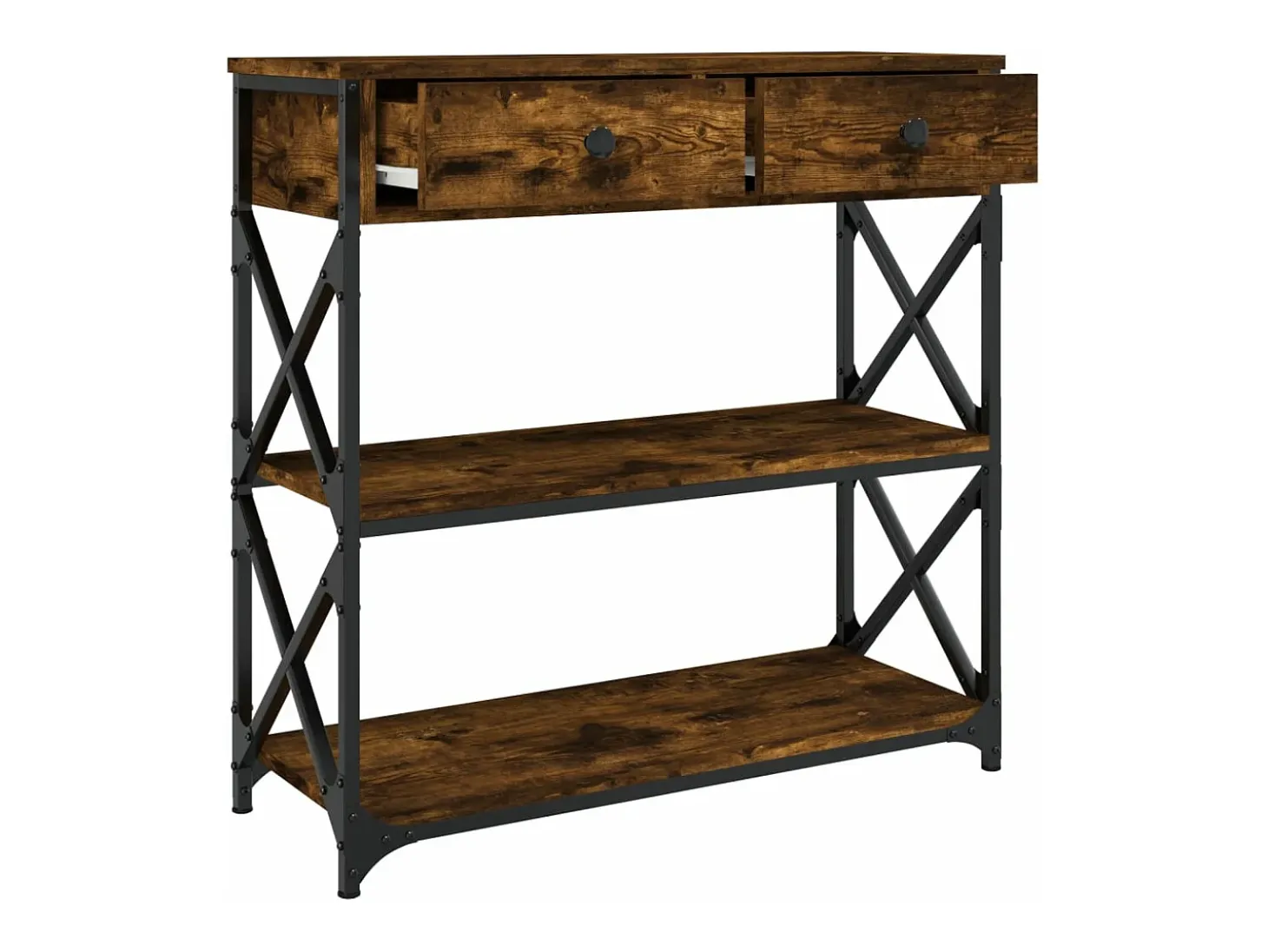 Mesa consola madera de ingeniería roble ahumado 75x28x75 cm