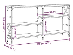 Mesa consola madera de ingeniería gris Sonoma 150x29x76,5 cm