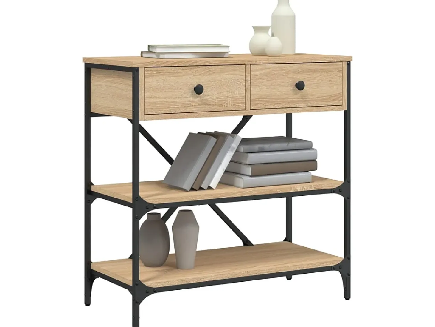 Mesa consola madera de ingeniería roble Sonoma 75x34,5x75 cm ES712787