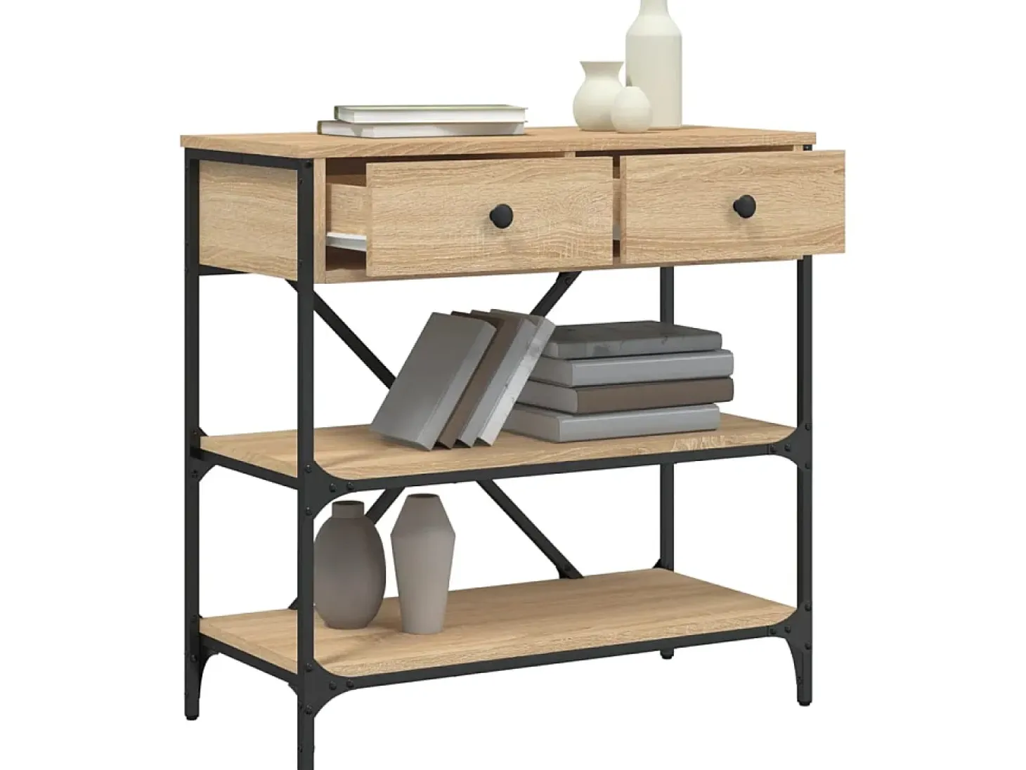 Mesa consola madera de ingeniería roble Sonoma 75x34,5x75 cm ES712787
