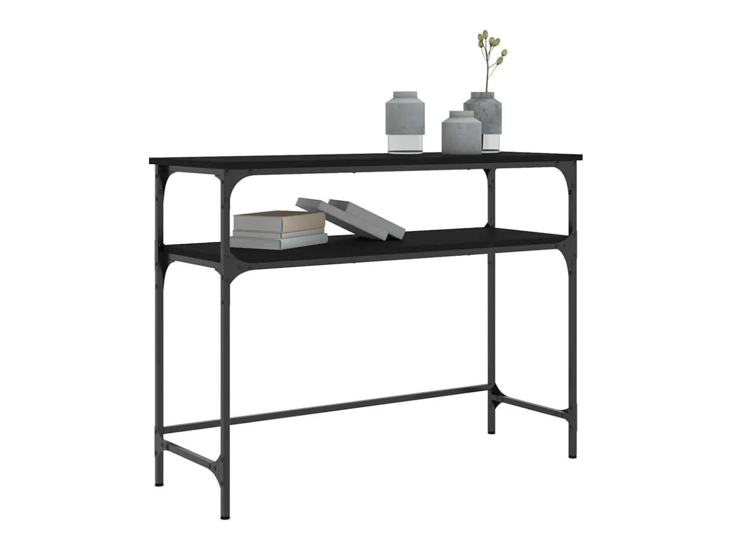 Mesa consola madera de ingeniería negra 100x35,5x75 cm
