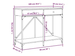 Mesa consola madera de ingeniería negra 100x39x78,5 cm