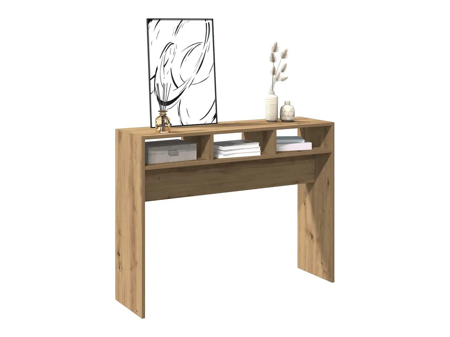 Mesa consola madera de ingeniería roble artesanal 105x30x80 cm