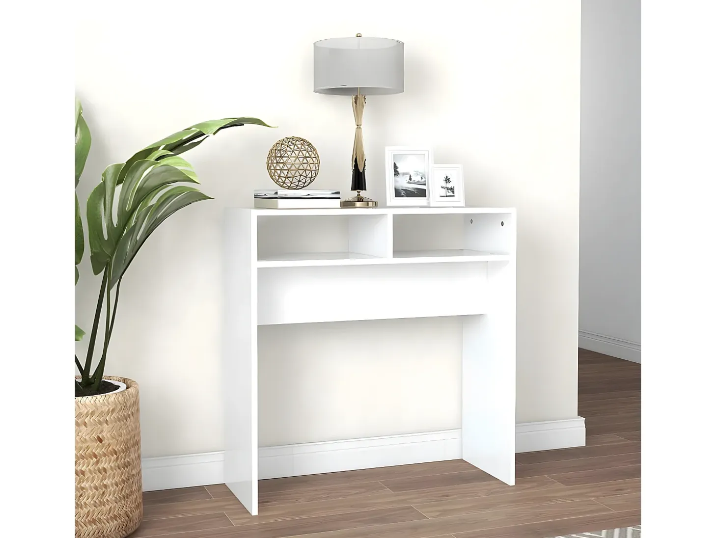 Mesa consola madera de ingeniería blanco 78x30x80 cm ES209592