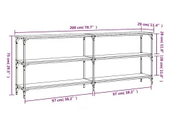 Mesa consola madera de ingeniería roble ahumado 200x29x75 cm