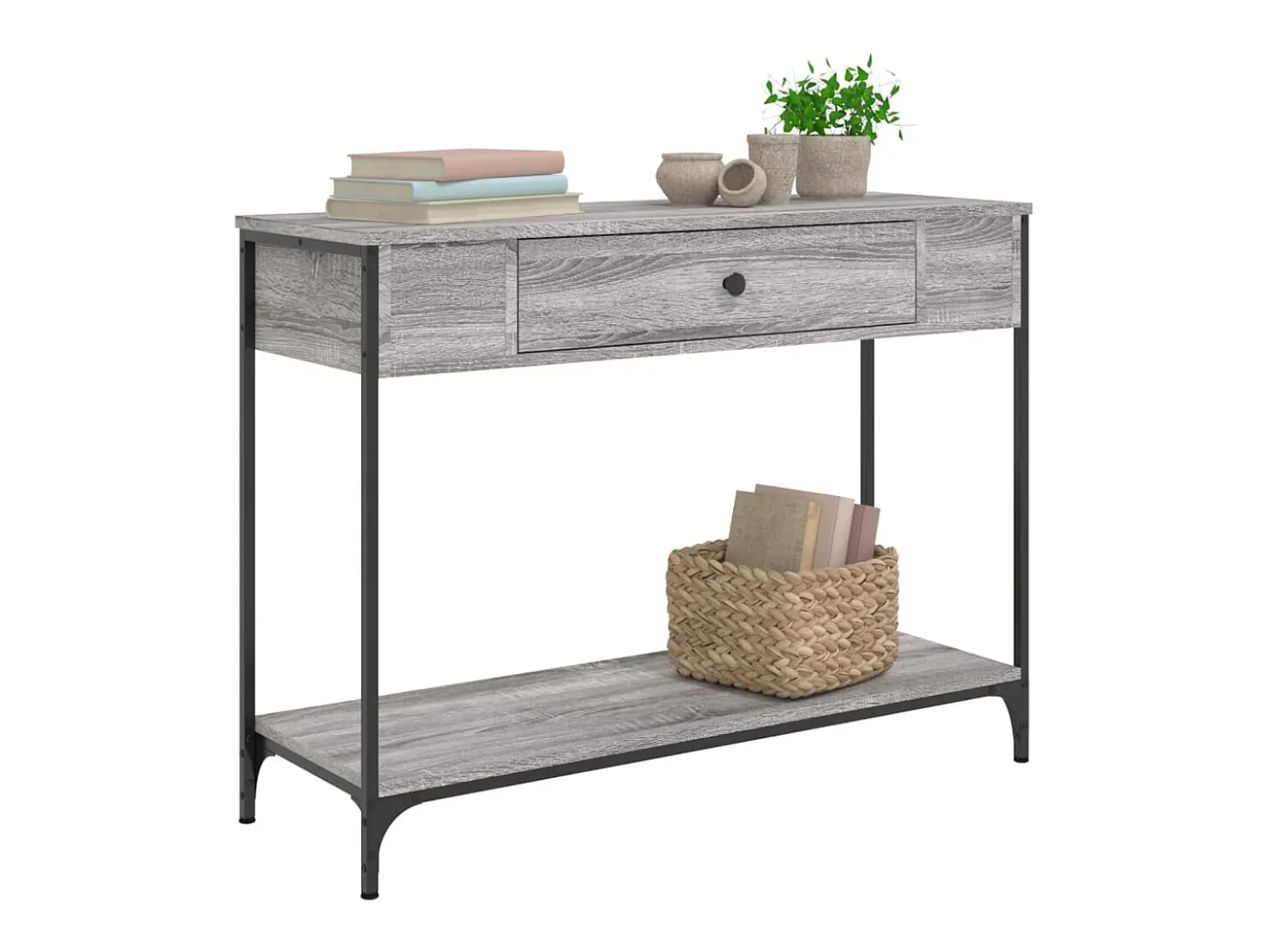Mesa consola madera de ingeniería gris Sonoma 100x34,5x75 cm ES161153