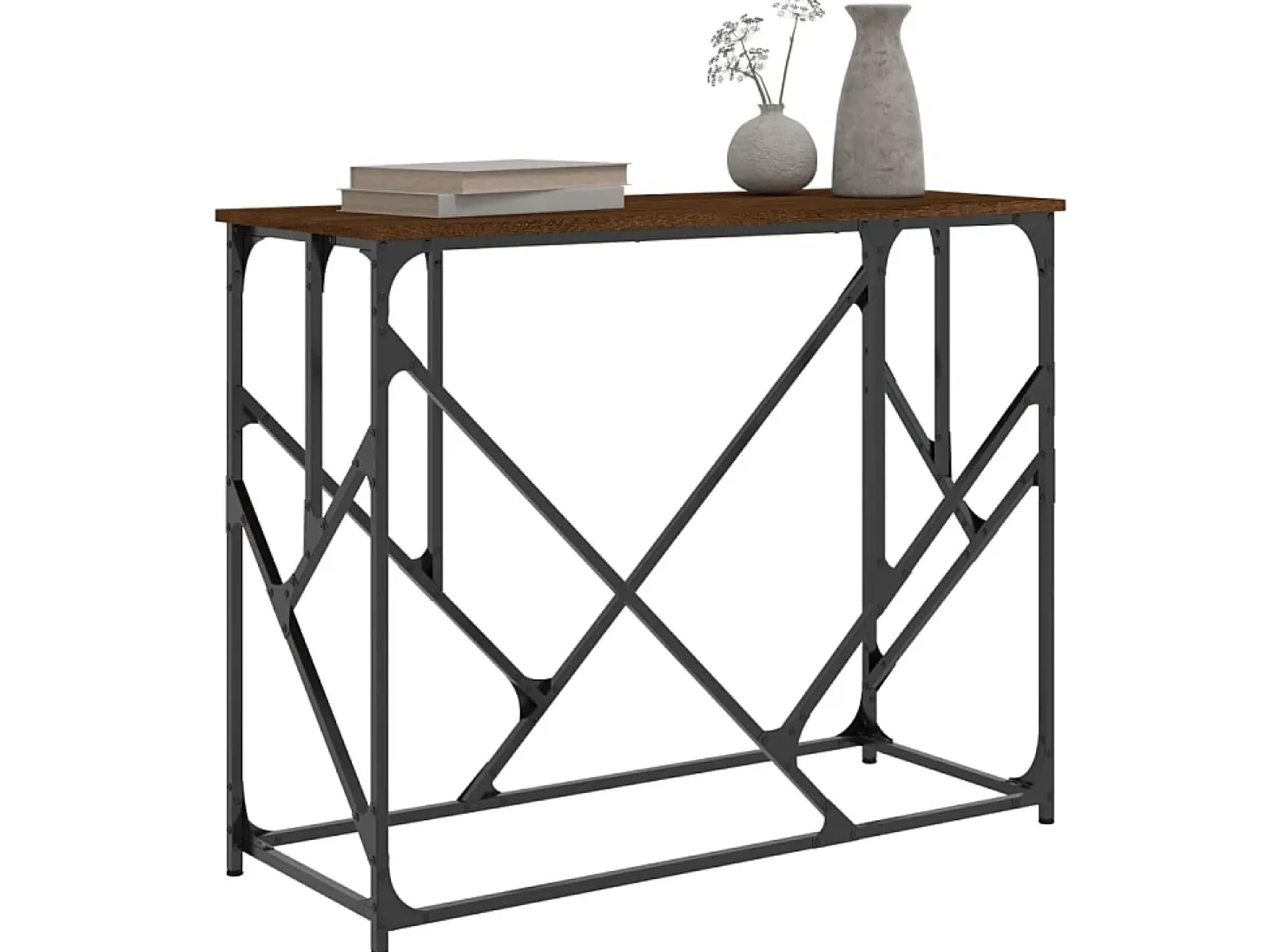 Mesa consola madera de ingeniería marrón roble 100x40x80 cm ES541058