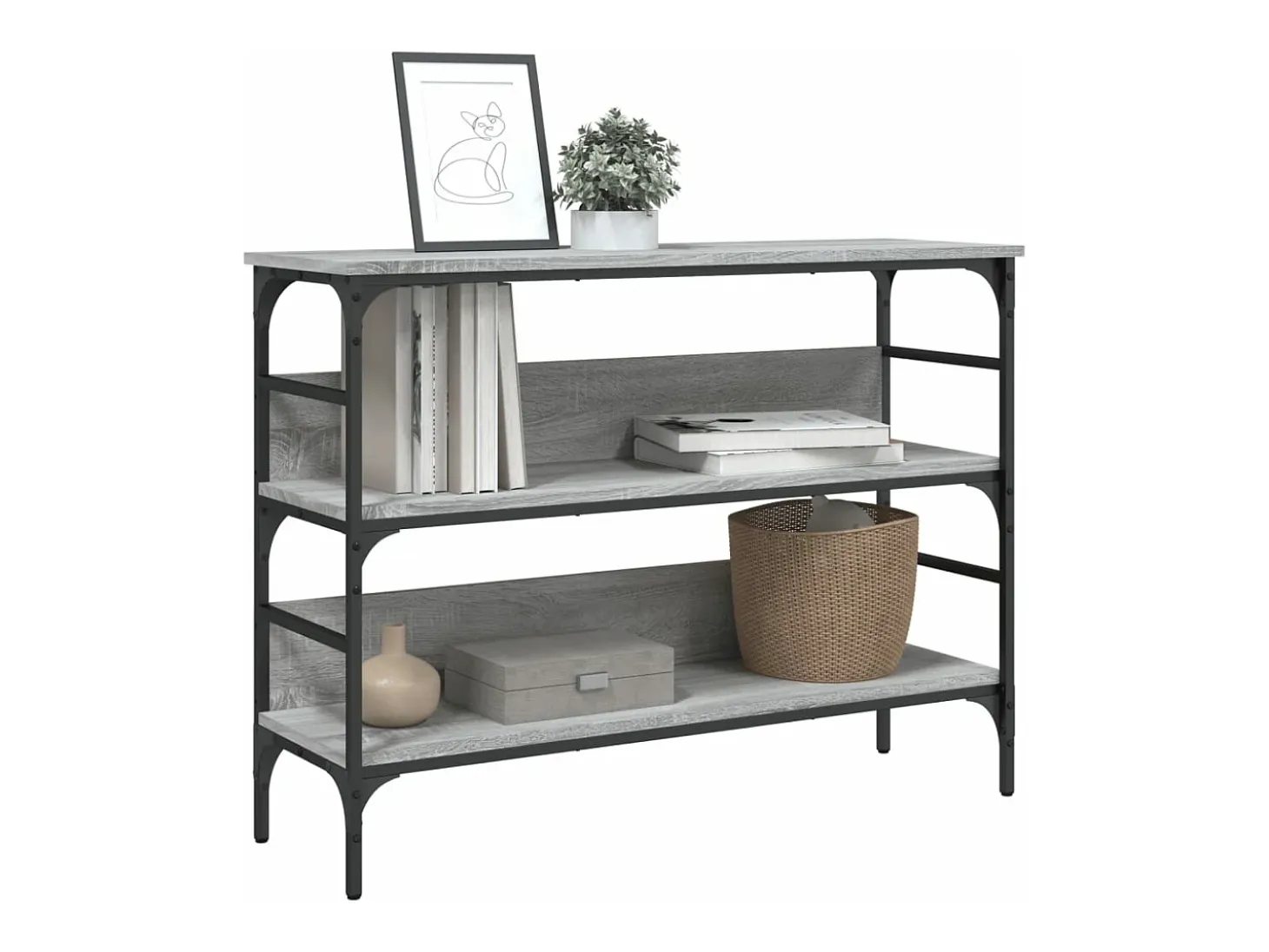 Mesa consola madera de ingeniería gris Sonoma 100x32x75 cm ES381235