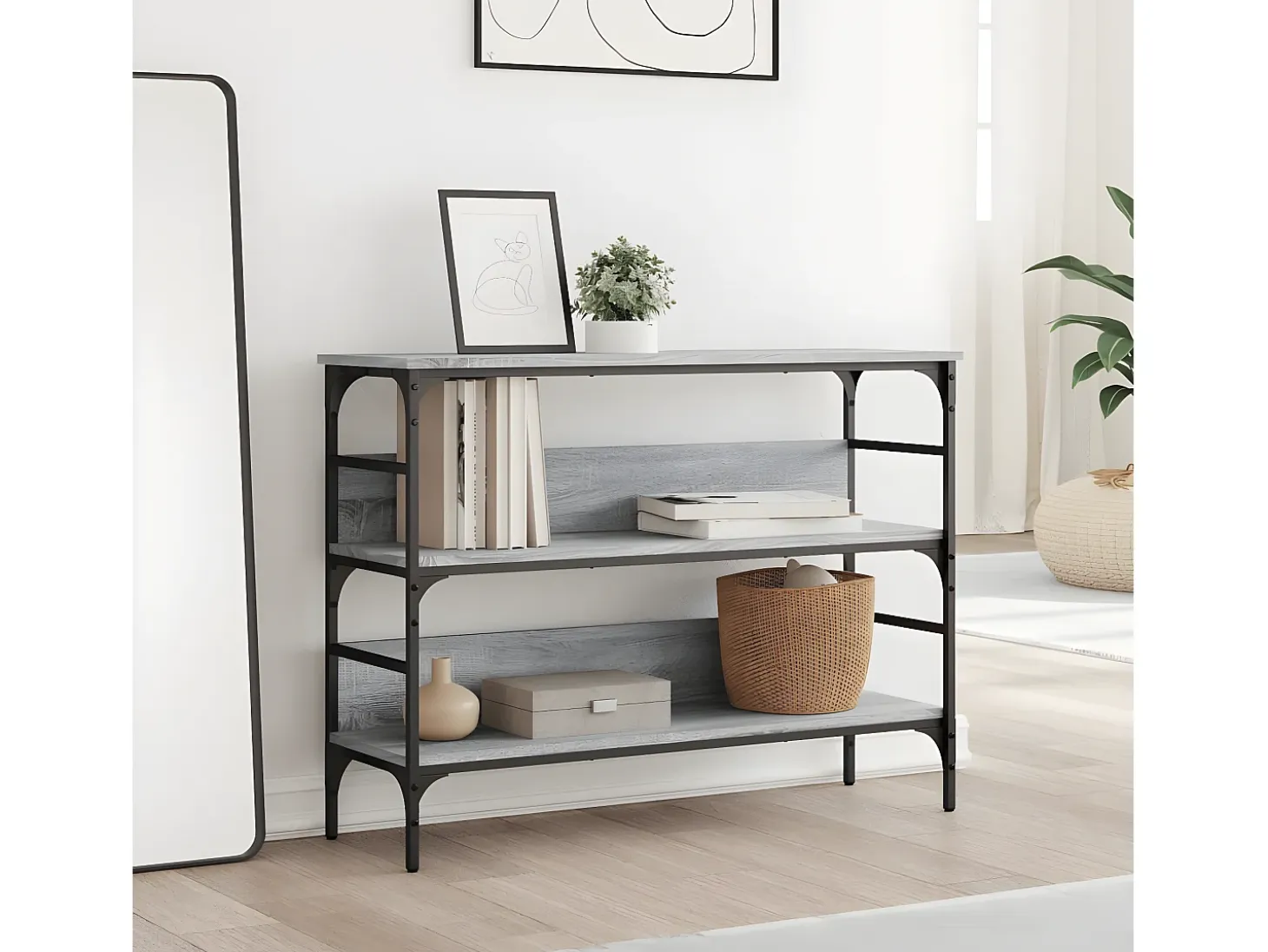 Mesa consola madera de ingeniería gris Sonoma 100x32x75 cm ES381235
