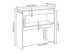 Mesa consola madera de ingeniería gris 80x30x80 cm