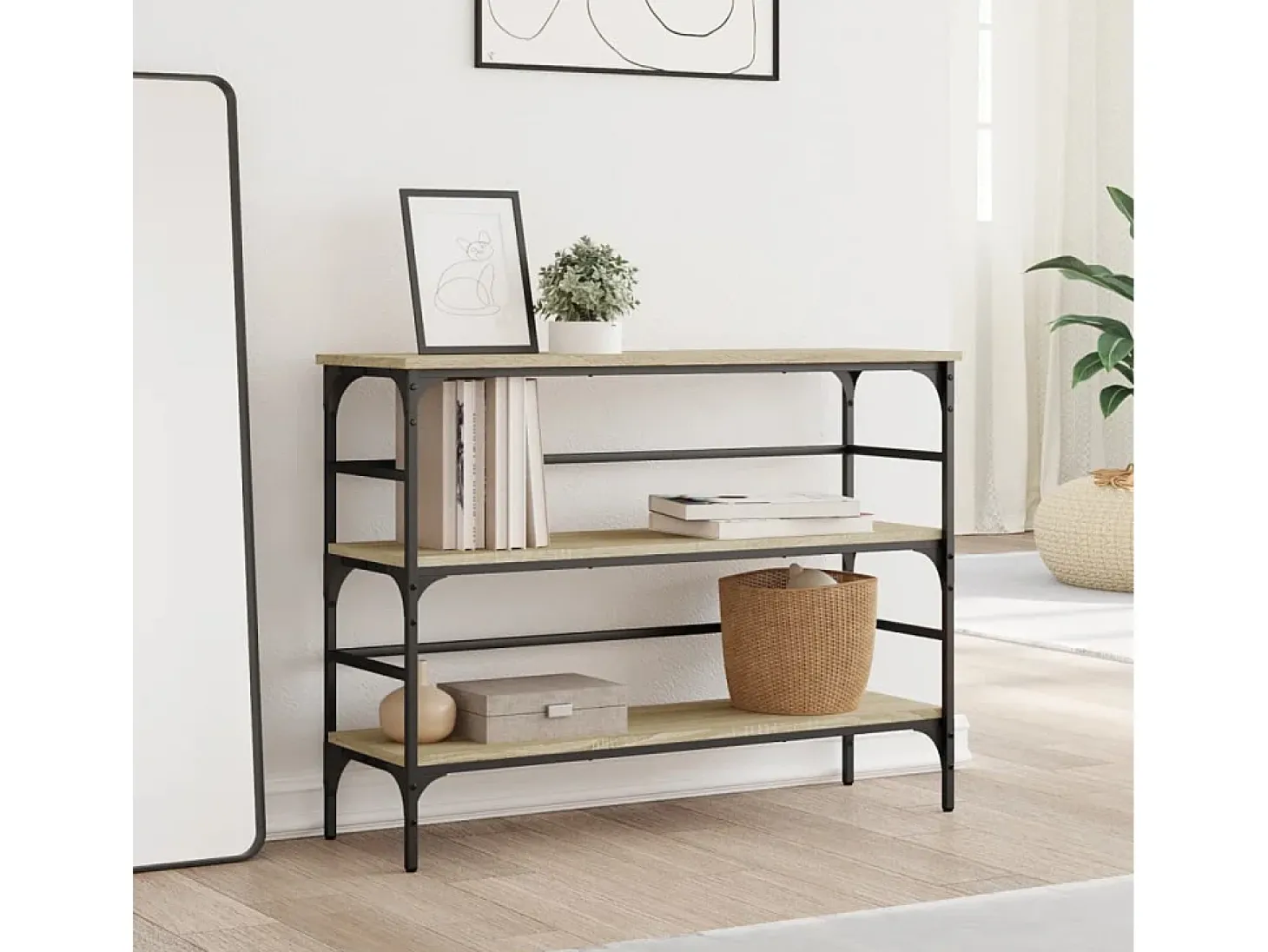 Mesa consola madera de ingeniería roble Sonoma 100x32x75 cm