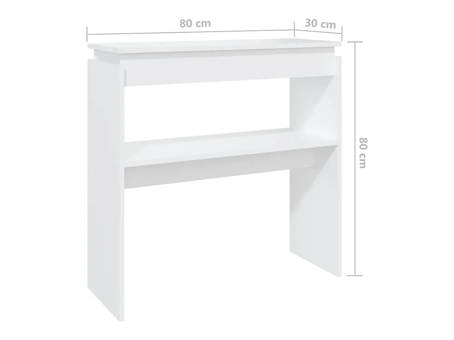 Mesa consola madera de ingeniería blanca 80x30x80 cm