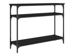 Mesa consola madera de ingeniería negra 100x29x75 cm