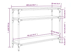 Mesa consola madera de ingeniería negra 100x29x75 cm