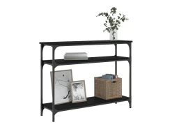 Mesa consola madera de ingeniería negra 100x29x75 cm