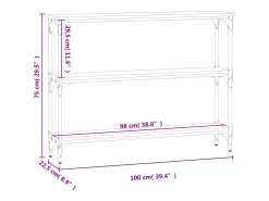 Mesa consola madera de ingeniería marrón roble 100x22,5x75 cm