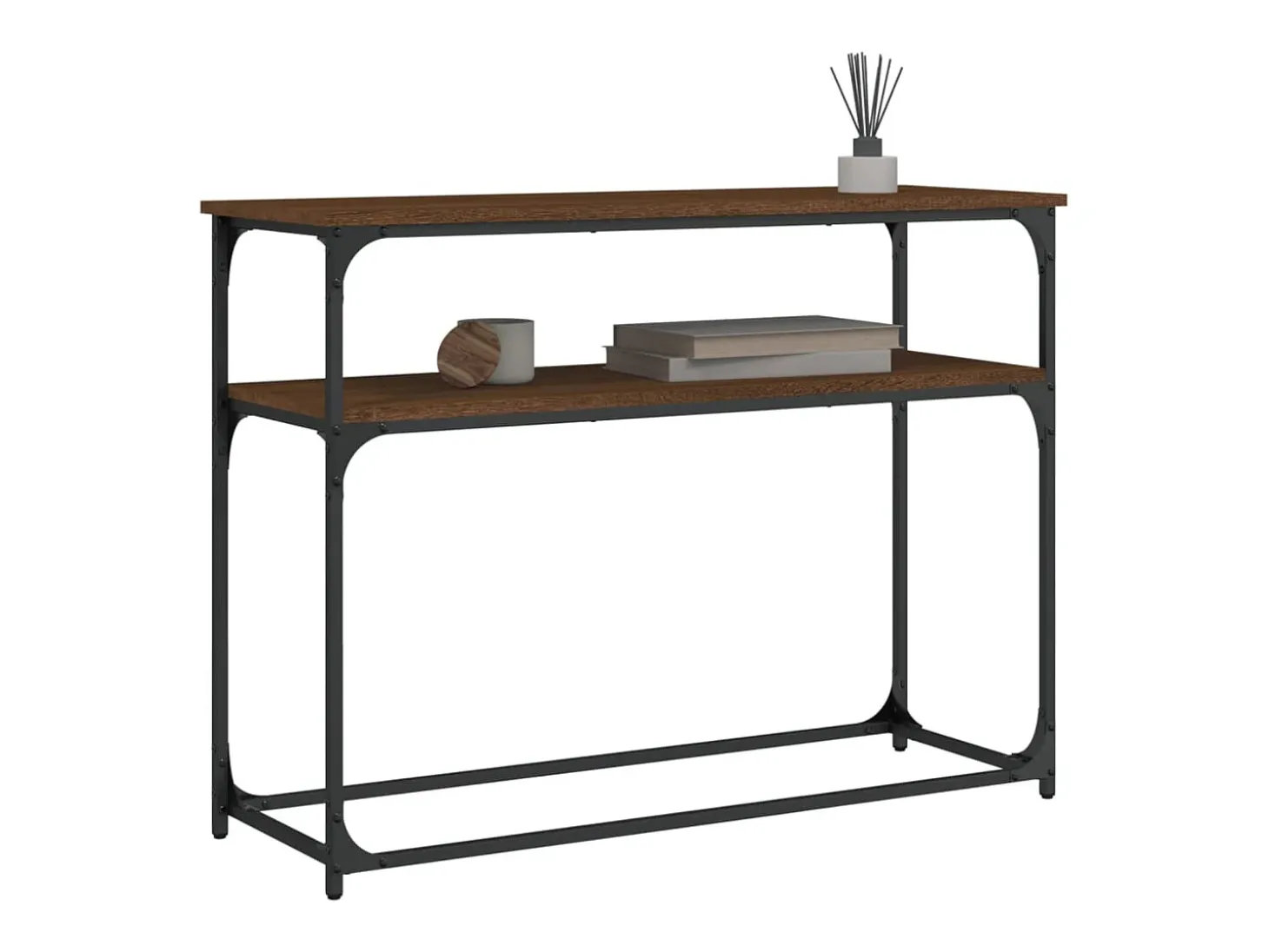 Mesa consola madera de ingeniería marrón roble 100x35,5x75 cm