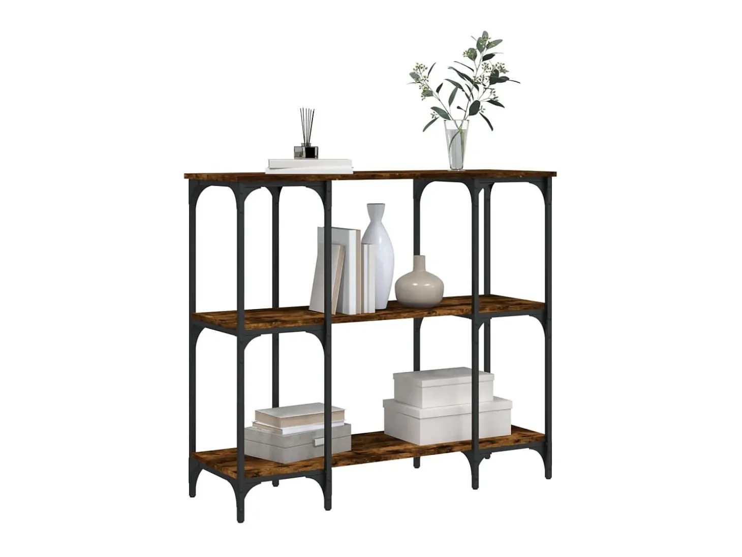 Mesa consola madera de ingeniería roble ahumado 102x35x90 cm ES365204