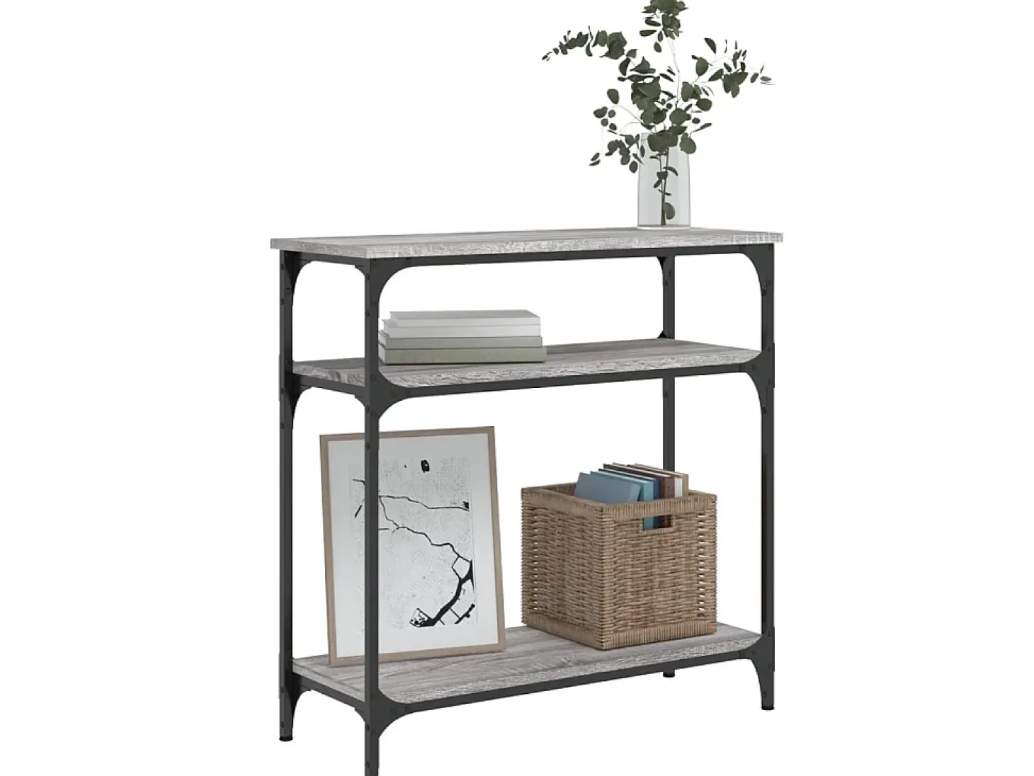 Mesa consola madera de ingeniería gris Sonoma 75x29x75 cm ES838596