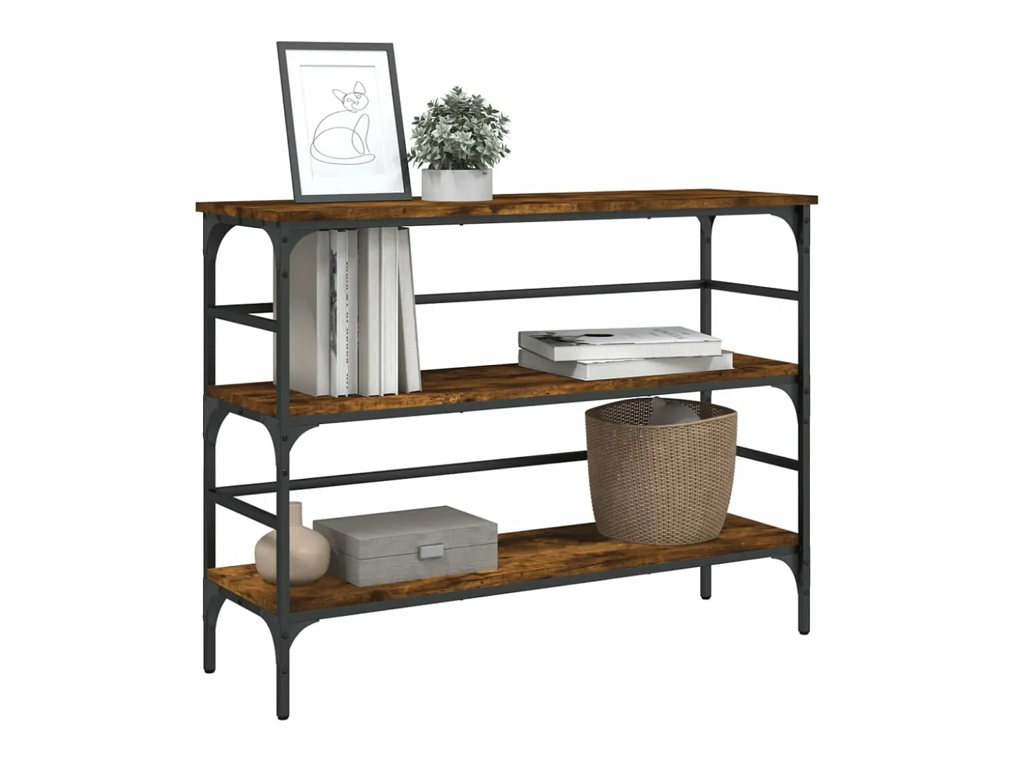 Mesa consola madera de ingeniería roble ahumado 100x32x75 cm ES582639