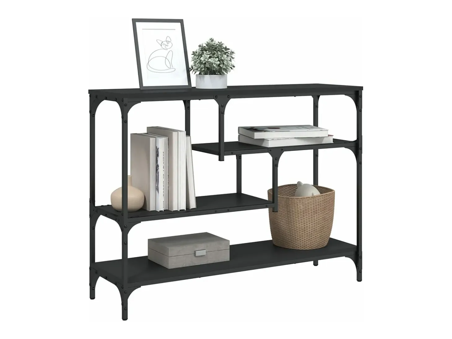 Mesa consola madera de ingeniería negra 100x30x75 cm ES668195