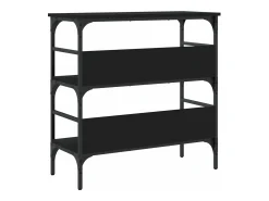 Mesa consola madera de ingeniería negra 75x32x75 cm