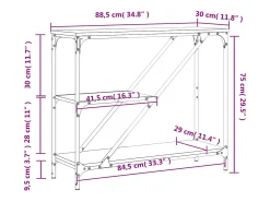 Mesa consola madera de ingeniería roble ahumado 88,5x30x75 cm