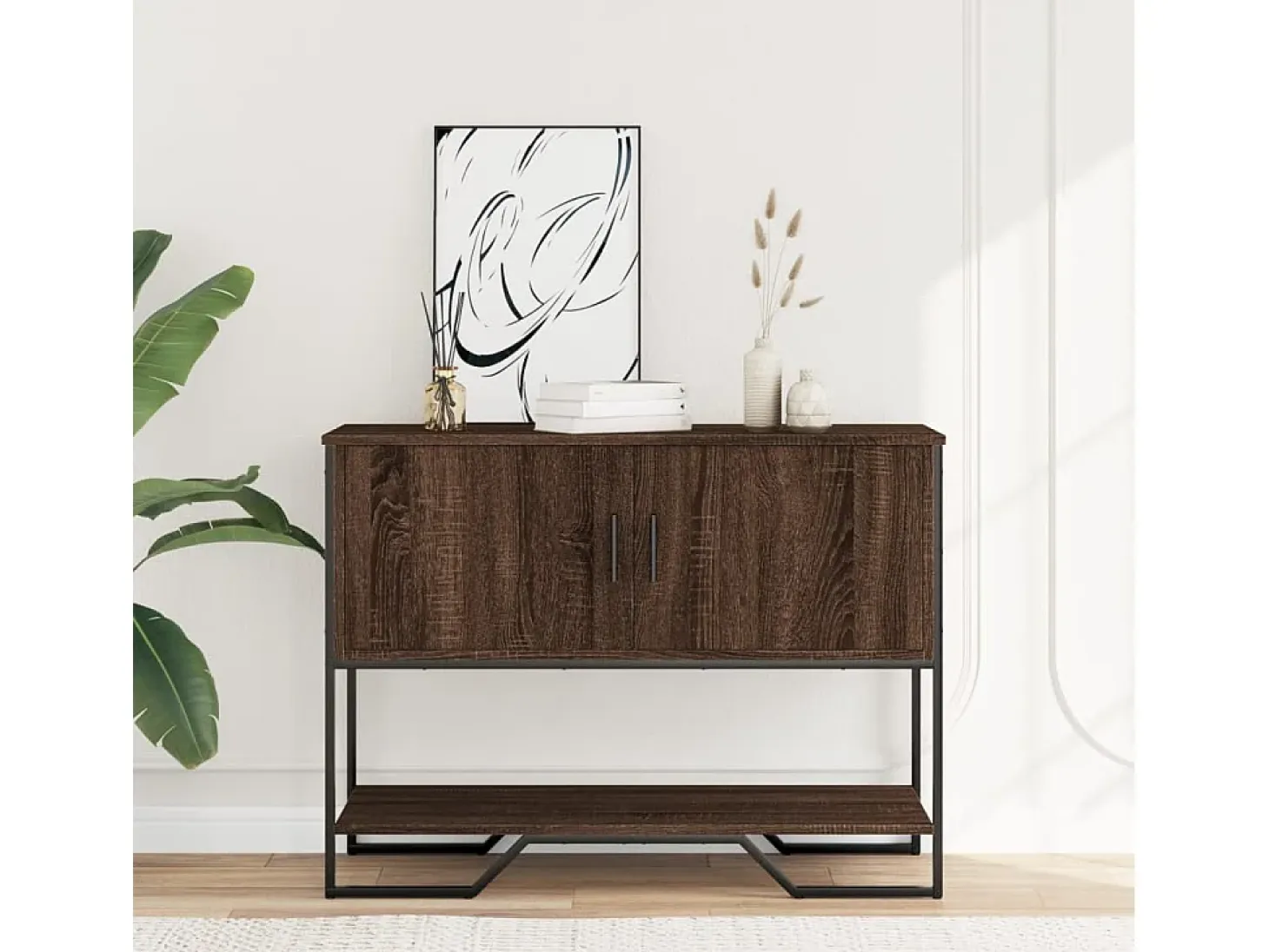 Mesa consola madera de ingeniería marrón roble 100x35x74,5 cm