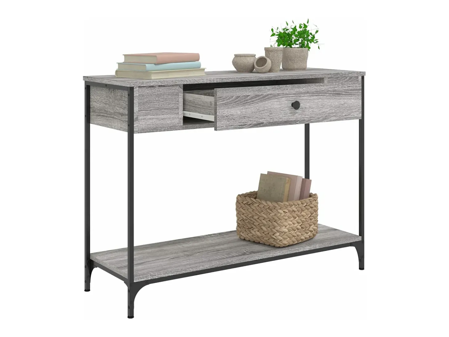 Mesa consola madera de ingeniería gris Sonoma 100x34,5x75 cm