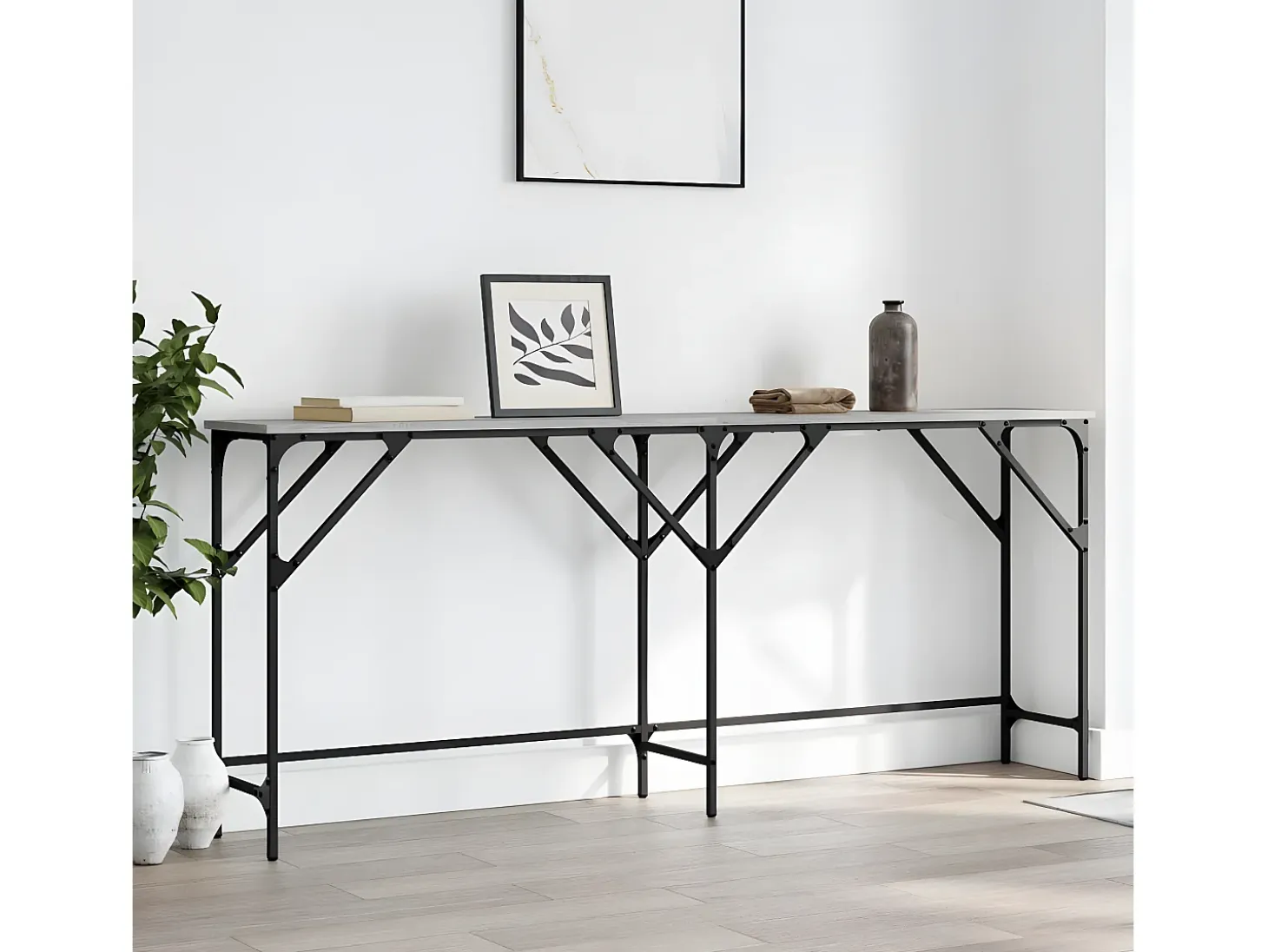 Mesa consola madera de ingeniería gris Sonoma 180x29x75 cm ES884893
